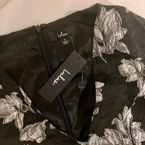 Elegant Taste Black and Silver Floral Jacquard Mini Dress🪙 - Picture 6 of 8